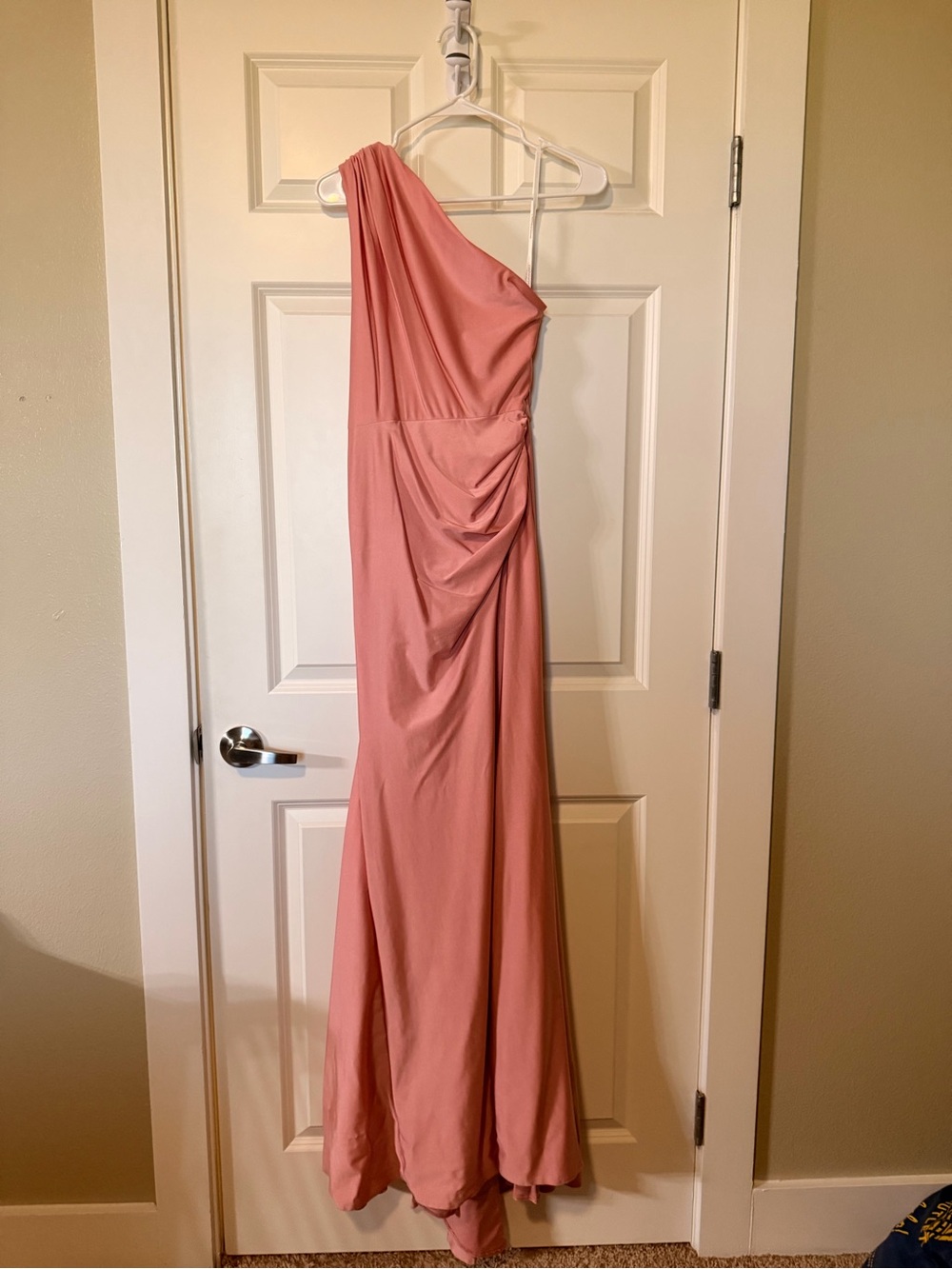 One-Shoulder Pink Evening Gown